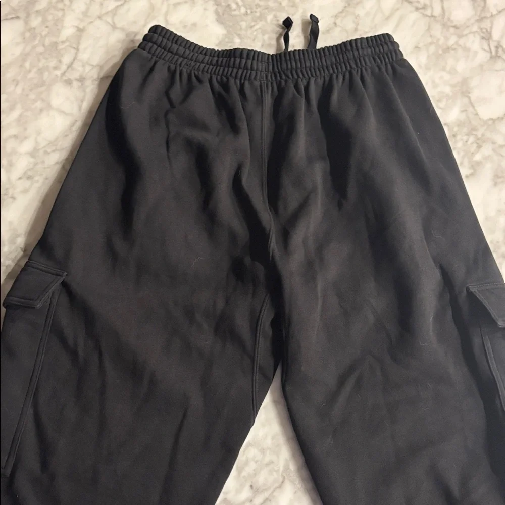 Adidas black “all season” cargo pants open hem